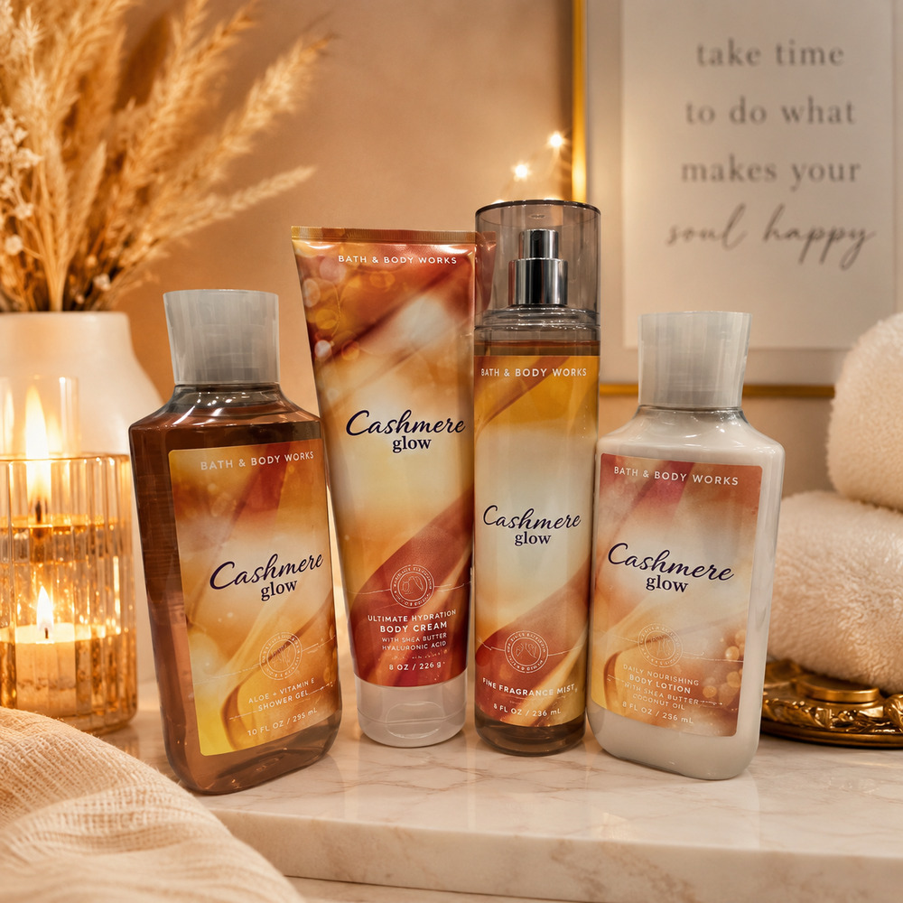 Bath & Body Works Cashmere Glow 4 Piece Set Mist Lotion Cream Shower Discontinue